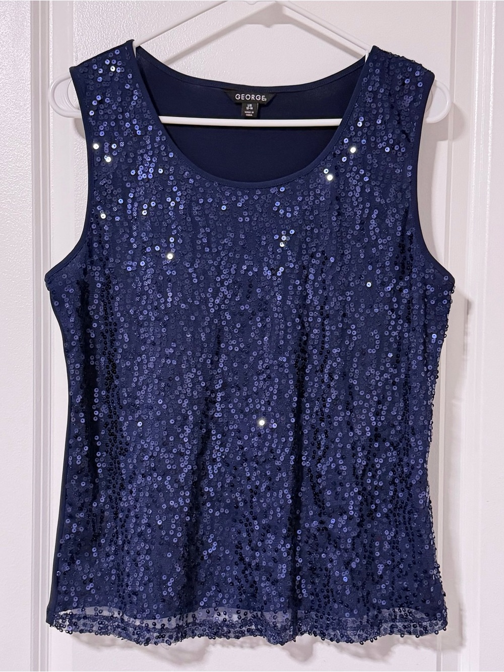 George Navy Sequin Sleeveless Top